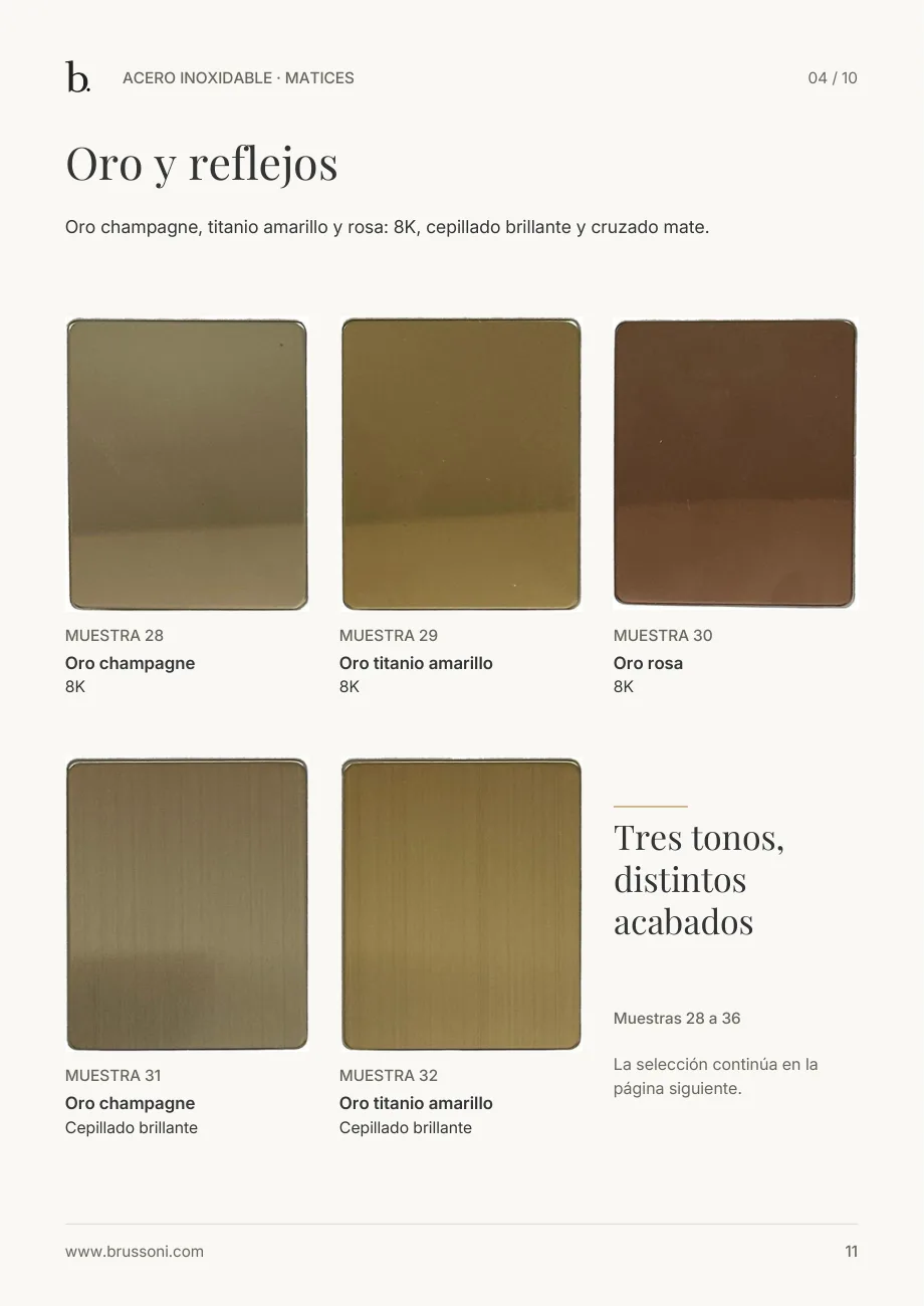 Matices · Acero inoxidable, página 11